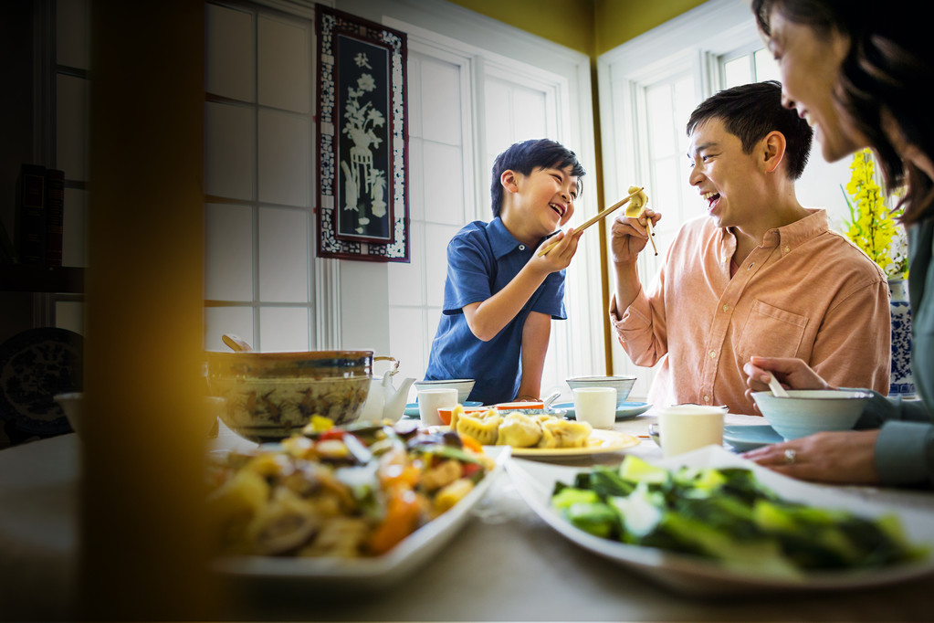 Family sharing a meal