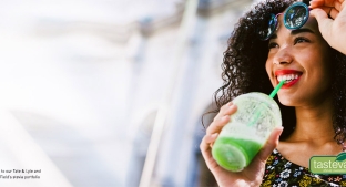 Tasteva Reb M - lady drinking green juice